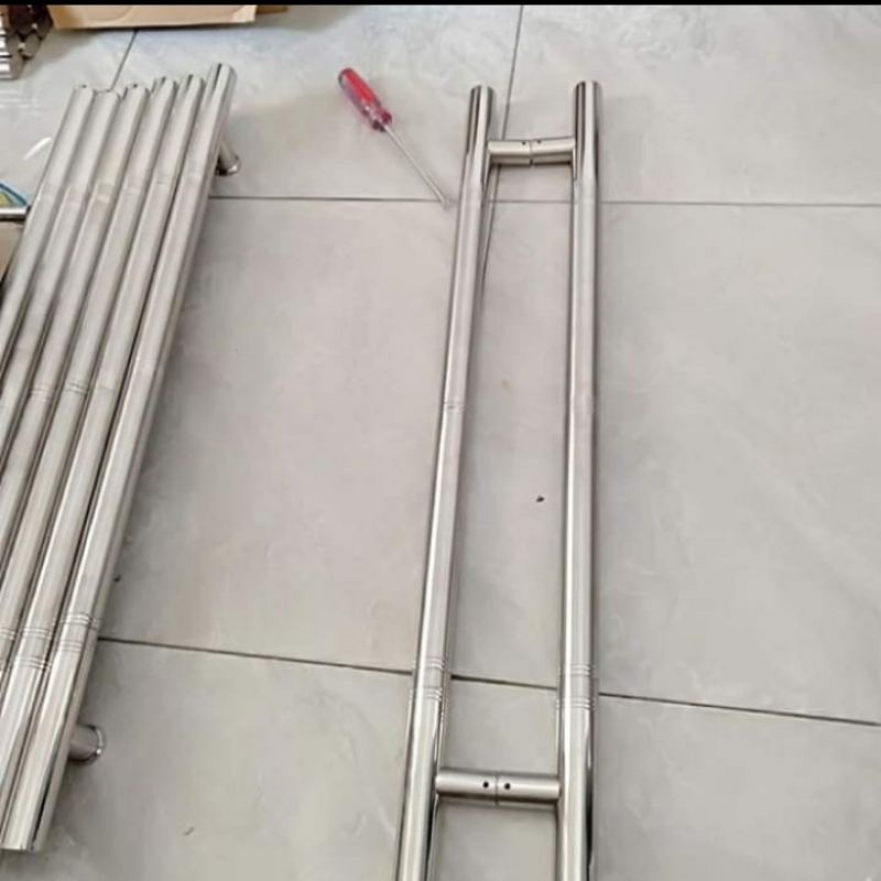 Baut tembus handle kaca 1 meter / hendle pintu rumah tanam tembus 100cm 80cm stenlis