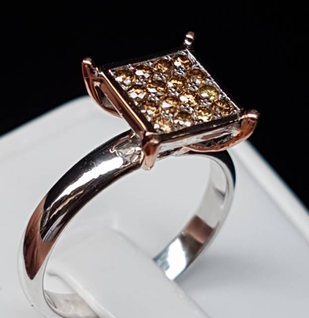 C729 Cincin fashion intan berlian diamond asli original 16 pcs ring perak no 13 atau 6 murah