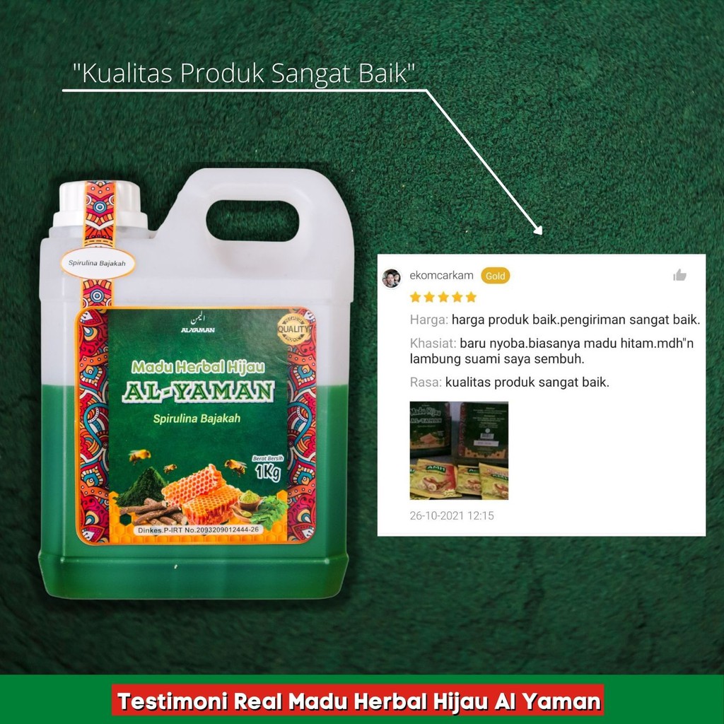 Al-Yaman Madu lambung Herbal Hijau 1kg Spirulina Bajakah Mengobati Asam Lambung Ampuh