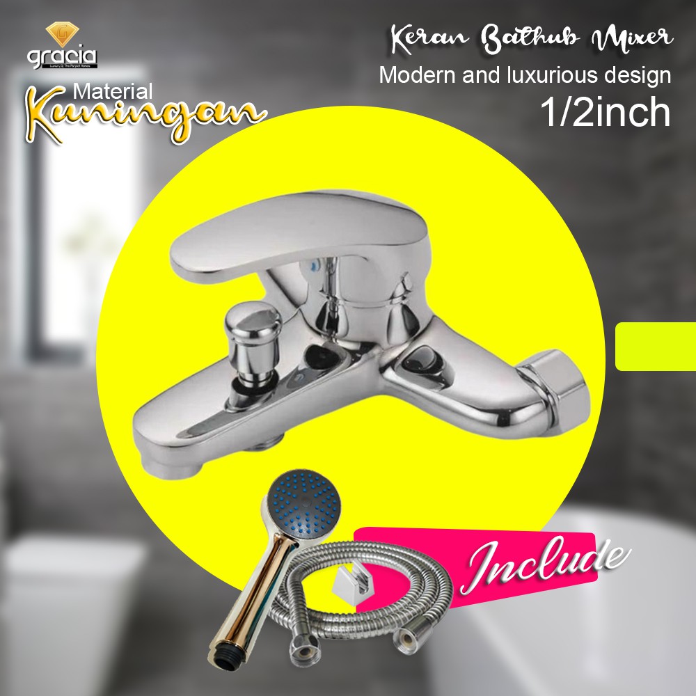 Kran Bathub Mixer 1/2 inch Kuningan / Keran Air Bathub Panas Dingin / Kran Panas Dingin