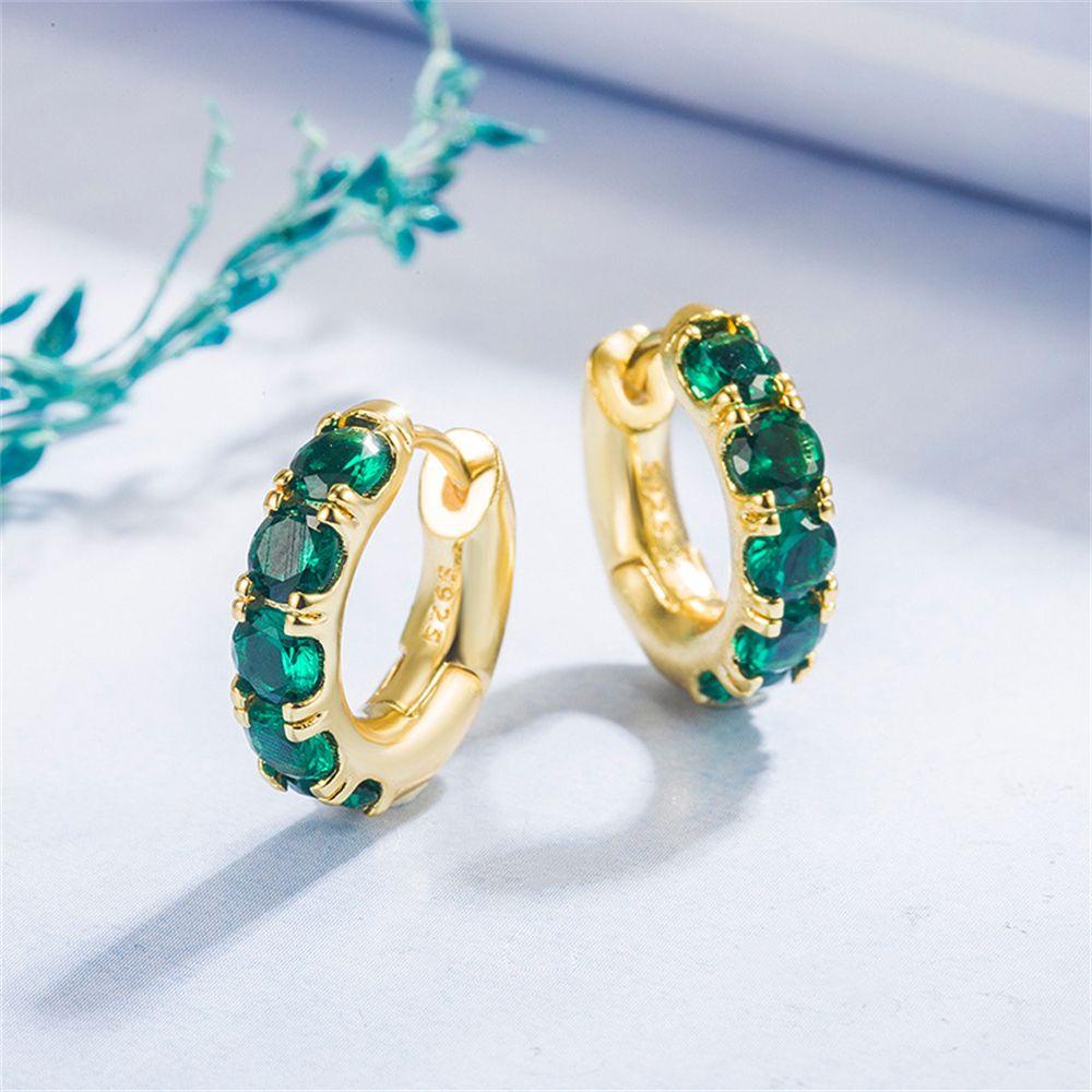 Chookyy Emerald Green Hoop Earrings Fashion Perhiasan Wanita Gadis Perhiasan Tubuh Emerald Green Huggie Hoop Earrings