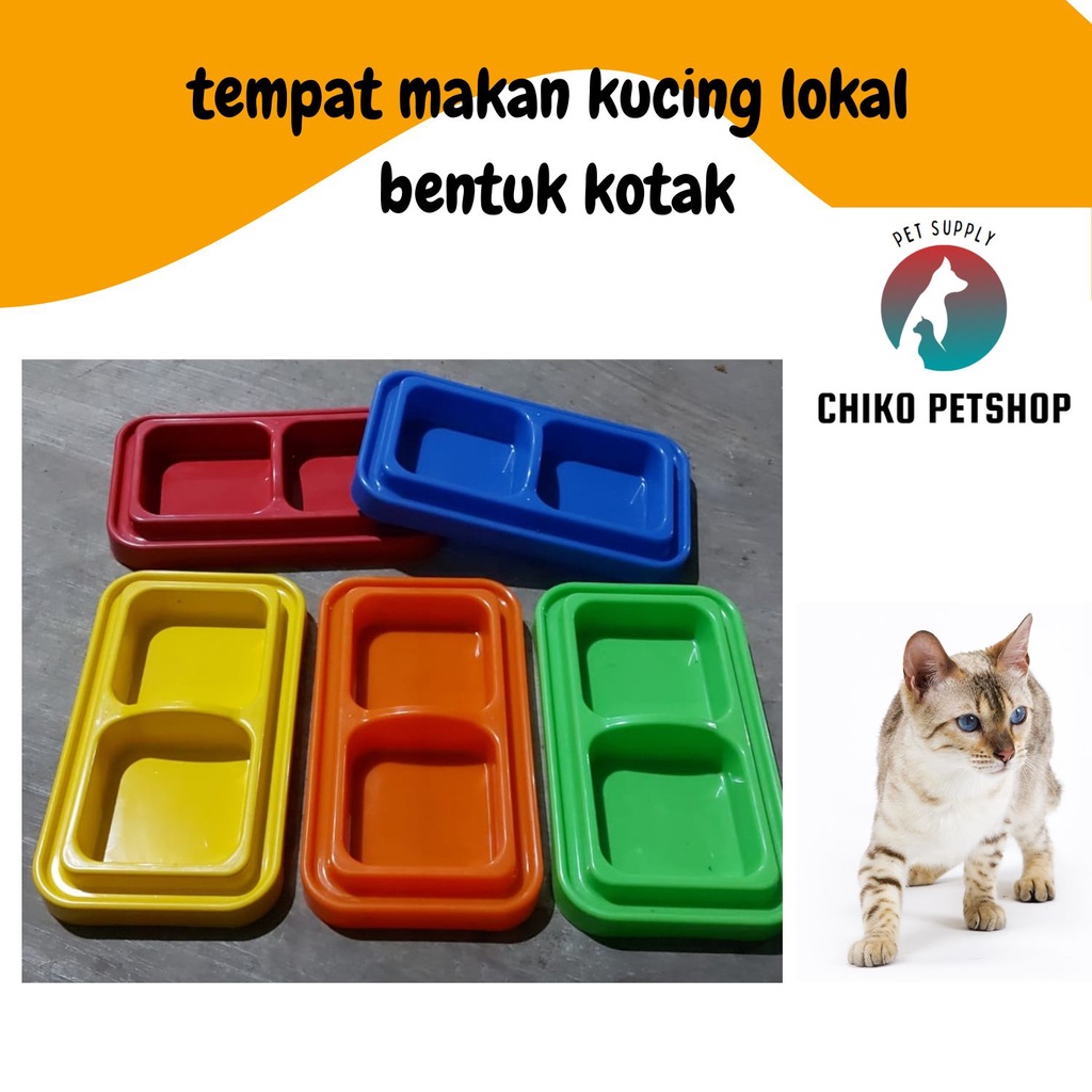 TEMPAT MAKAN MINUM DOUBLE KUCING &amp; ANJING - WARNA RANDOM