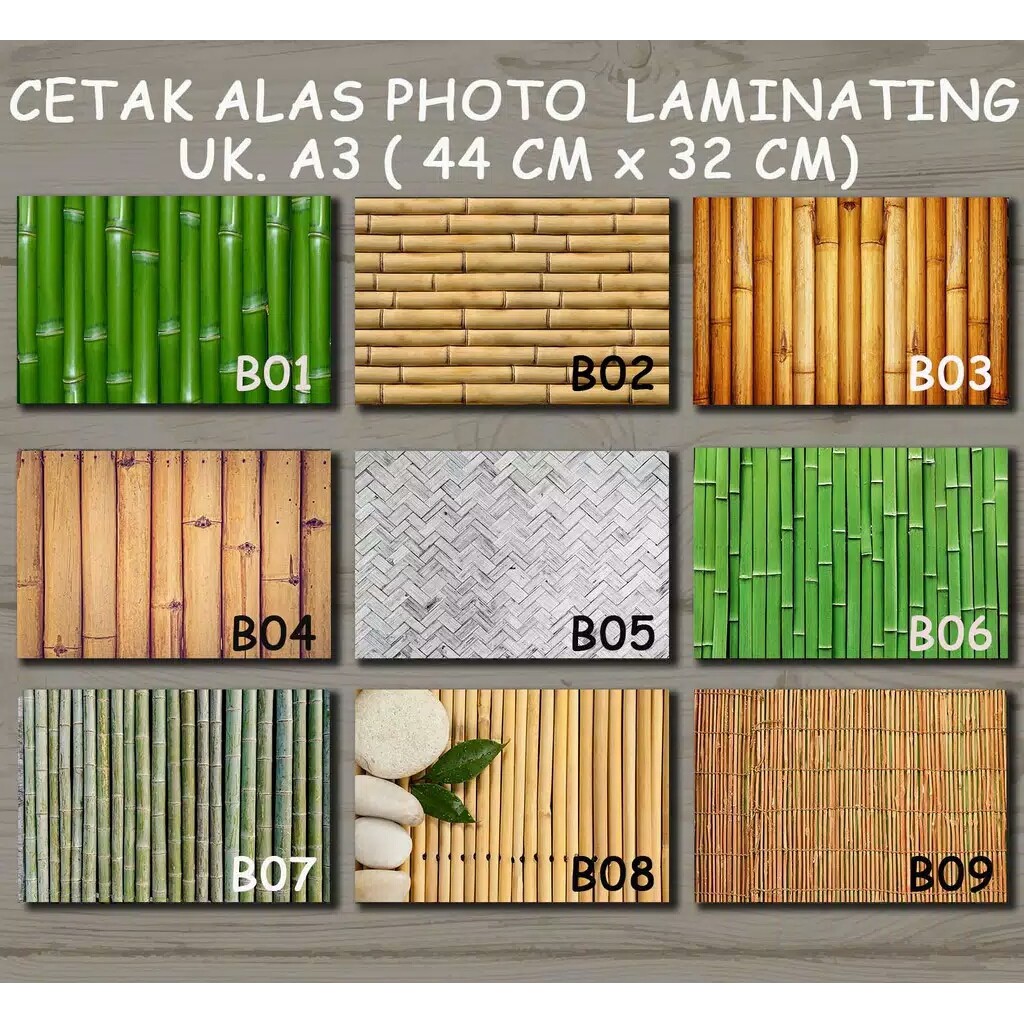 

[ MIN. ORDER 2 PCS ] Paling Murah....Alas Photo Foto Produk A3+ Laminating Murah Bambu vintage green