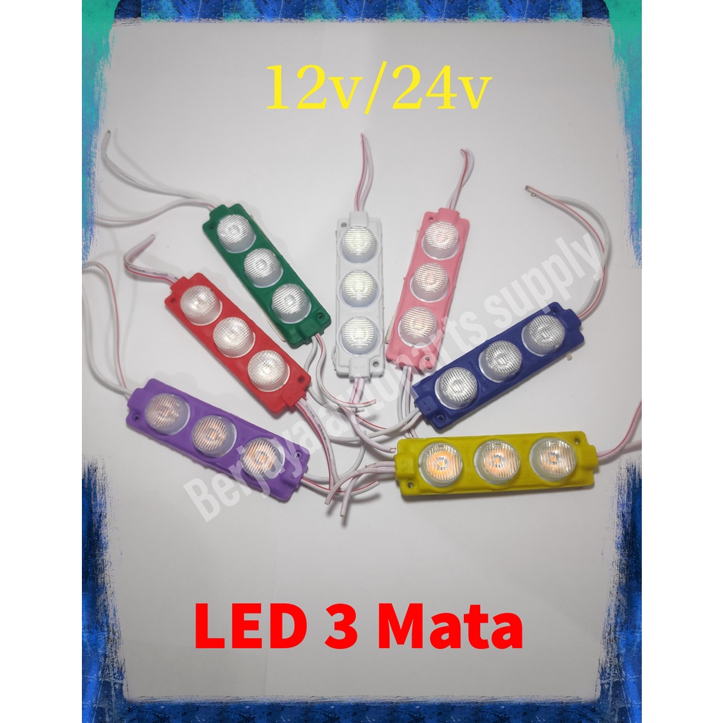 lampu Led  modul 3 mata12V/ 24V -1Pcs(satuan) Kolong Bak Samping Truk Pickup Bus Mobil