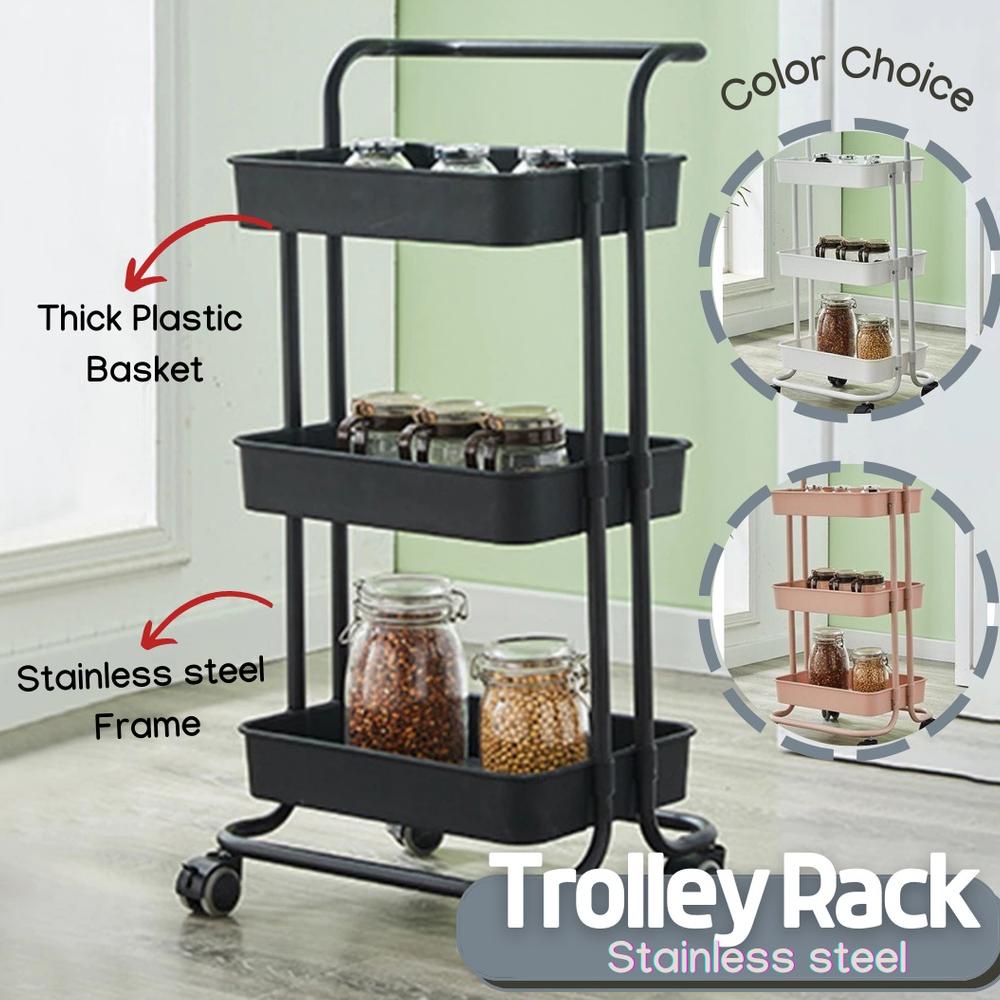 RAK DAPUR DORONG BESI STAINLESS STEEL - RAK SUSUN TROLI BESI - RAK KAMAR TIDUR DAPUR TROLI KAMAR MAN