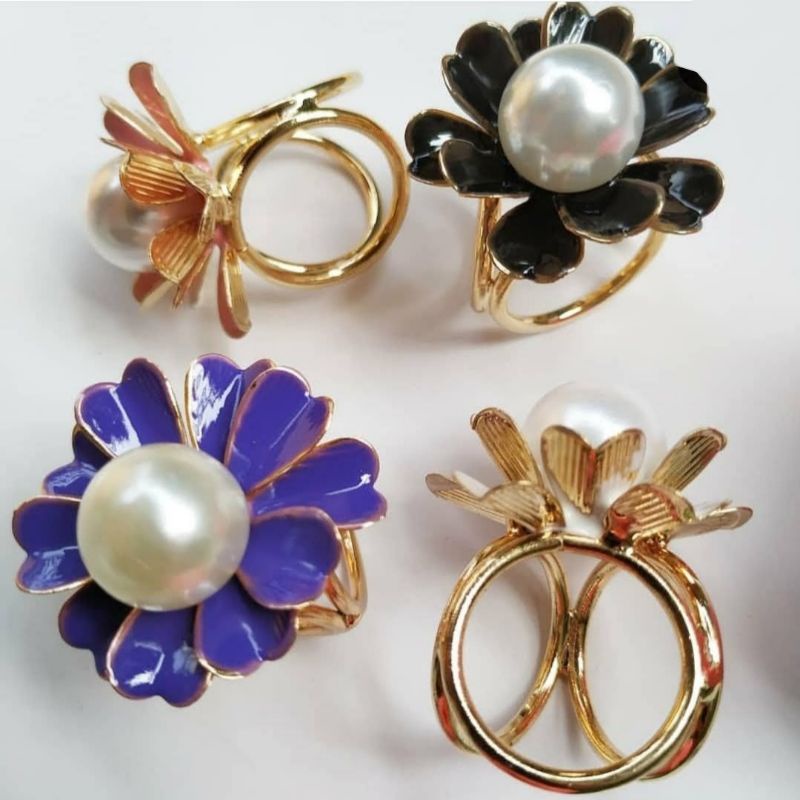 Ring Hijab Bunga - Cincin Kerudung - Ring Syal Scarf-1