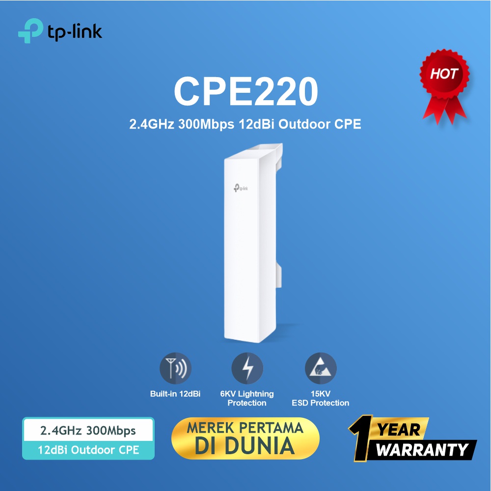 TP-LINK CPE220 2.4GHz 300Mbps 12dBi Outdoor CPE