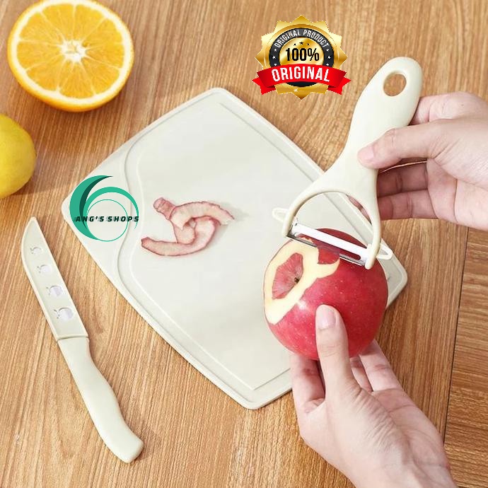 3 IN 1 TERMURAH PERALATAN MASAK DI DAPUR PISAU TAJAM TELENAN PENGUPAS APEL CUTTING BOARD