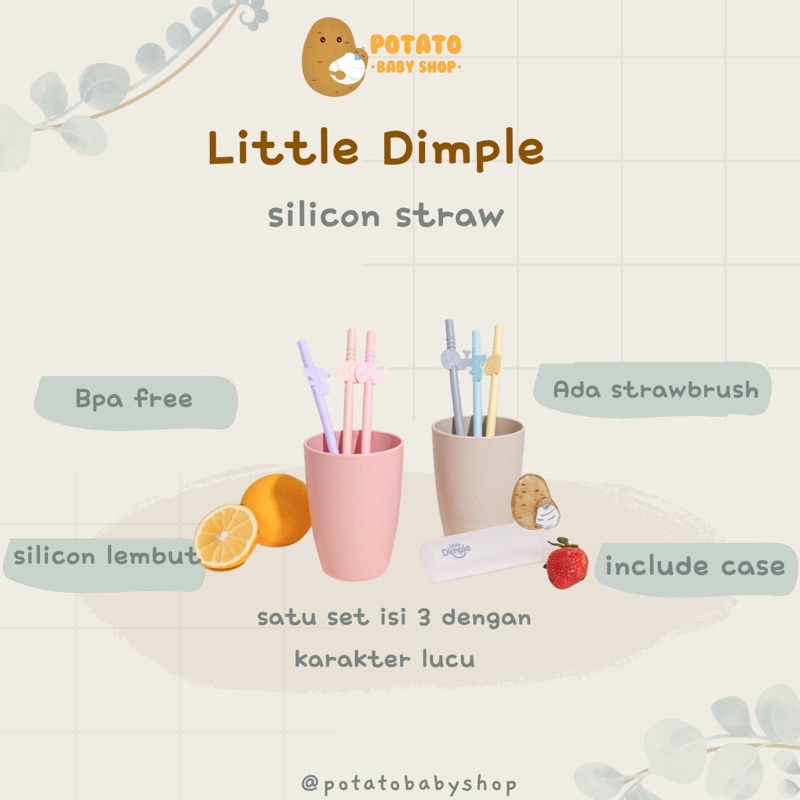 Little Dimple - Silicone Straw Set 3pcs - Sedotan Anak