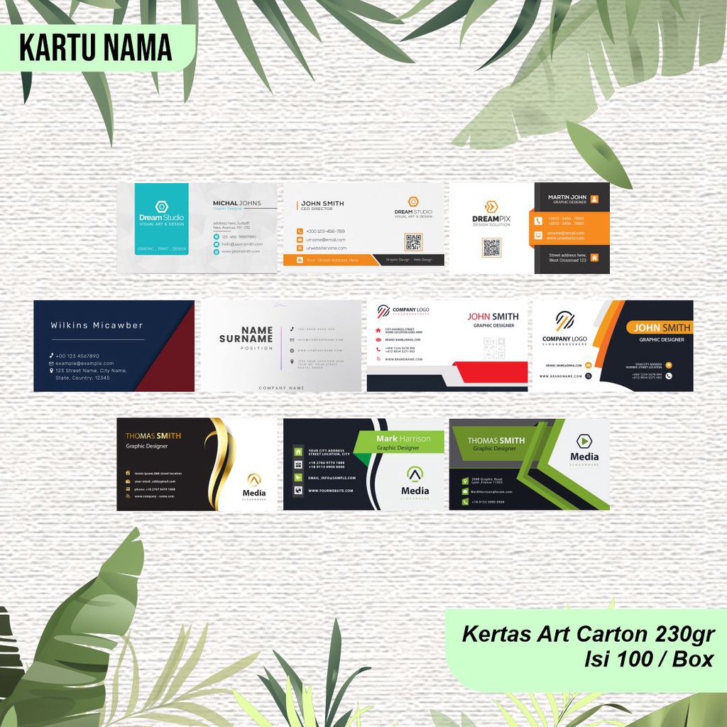 

KARTU NAMA KODE 1-10