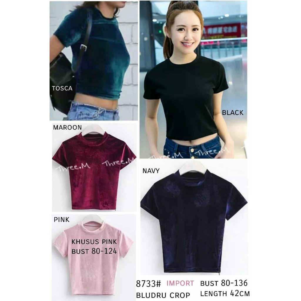 atasan wanita bahan bludru /v neck top murah import