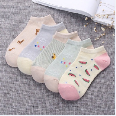 OVERFLOWS.ID  5PCS Kaos Kaki Wanita Ala Korea Ankle Socks 5in1 Banyak Motif Cute Lucu Keren