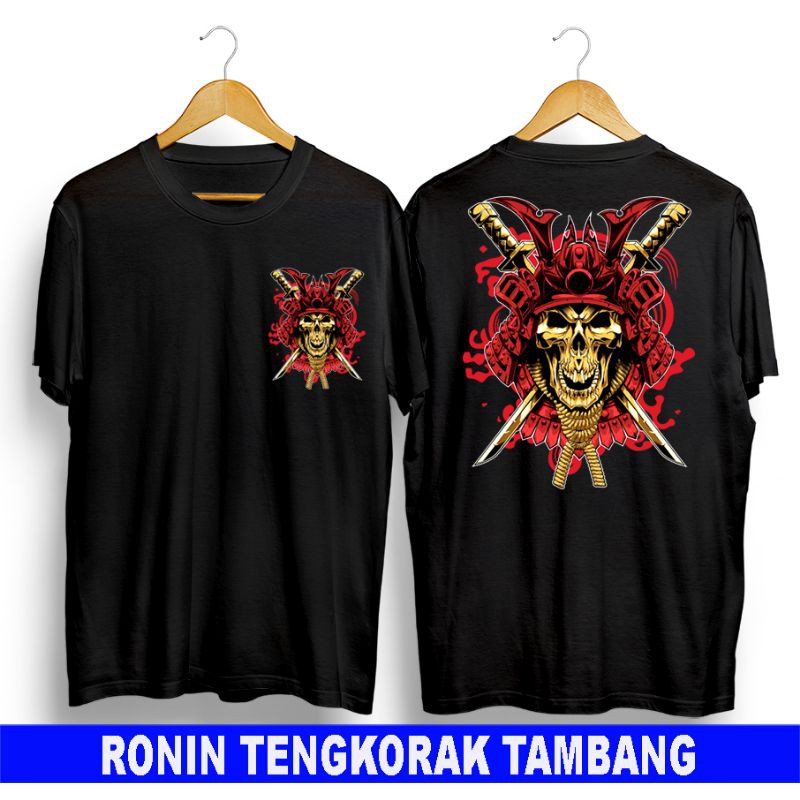 BAJU T-SHIRT KAOS PRIA JEPANG RONIN TENGKORAK