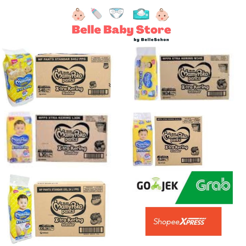 Grosir MamyPoko Pants Standar Xtra Kering S40 / M34 /L30 /XL26 /XXL24 (1 Karton = 4pack) Khusus OJol