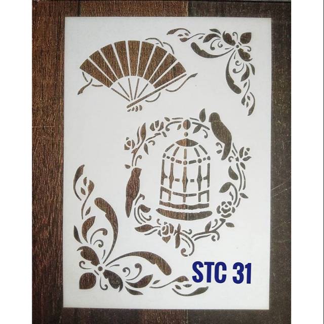 Stencil motif sarang burung dan kipas