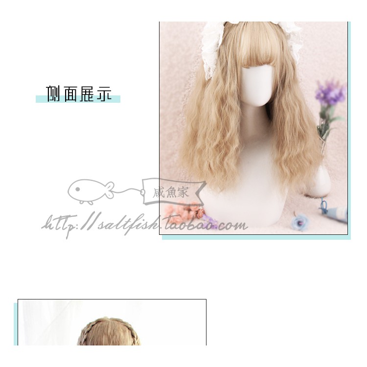 LOL-143 wig rambut palsu daily lolita korea kpop cosplay mermaid wave blonde