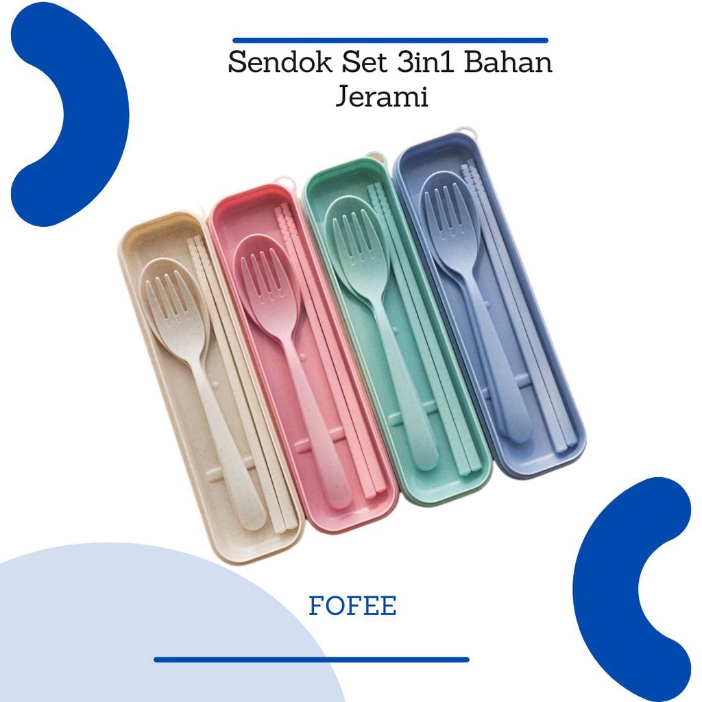 [IMPORT] - Sendok Garpu Sumpit Alat Makan Set Bahan Jerami