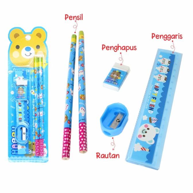 

XX271 Alat Tulis Sekolah 1 Set 5 In 1 Mini Statiry Pensil R dan Pengga