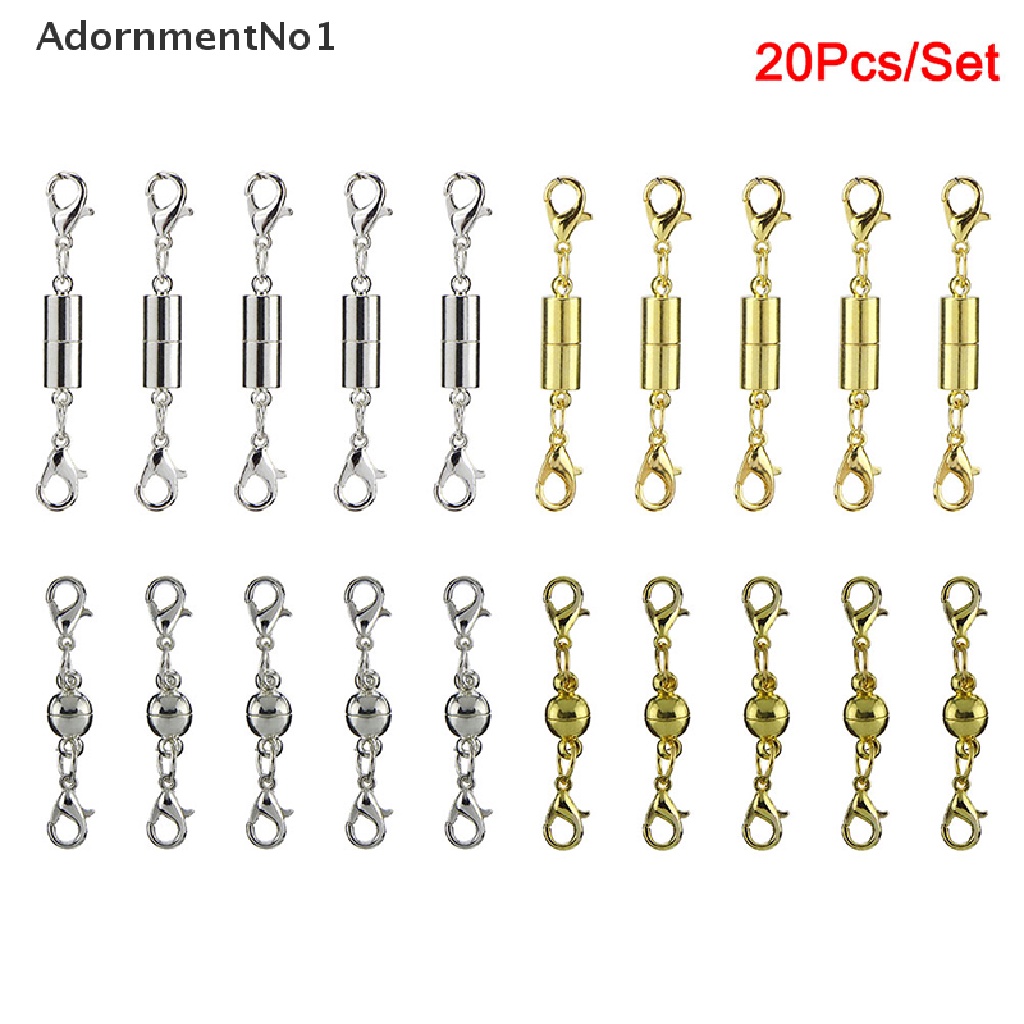 (AdornmentNo1) 20pcs Kait Clasp Magnetik Warna Silver / Gold Untuk Membuat Perhiasan DIY