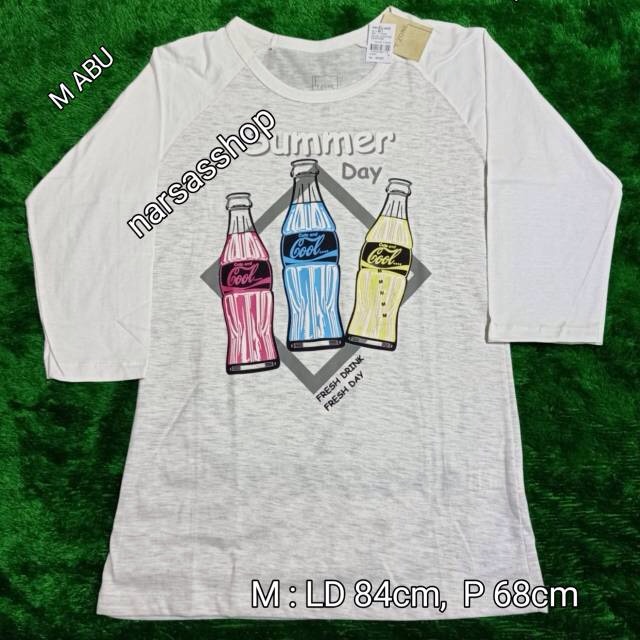 Kaos Wanita Lengan Panjang/Tanggung merk T Zone Original Branded Matahari