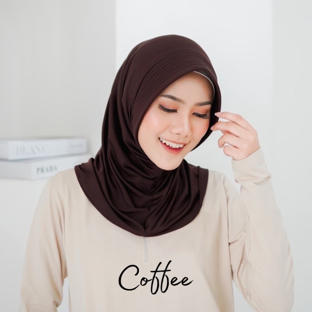 [YB00038] Jibab Sport Murah /Jibab Sport Murah /Jilbab Lycra Instan Jokowi /ADDIBA SERPOL-Coffee