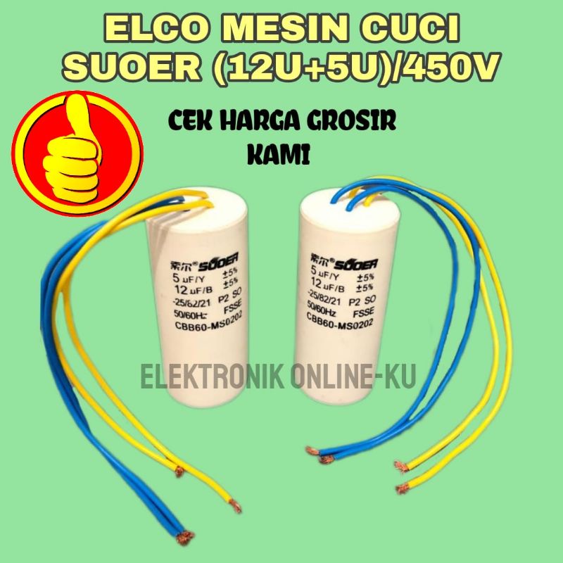 ELCO MESIN CUCI SUOER 12UF 5UF 450VAC