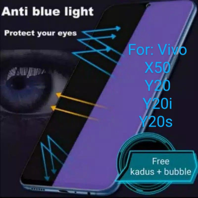 Vivo X50 Y20 Y20i Y20s Antigores Tempered Glass Anti Blue light Screen Guard protector TG