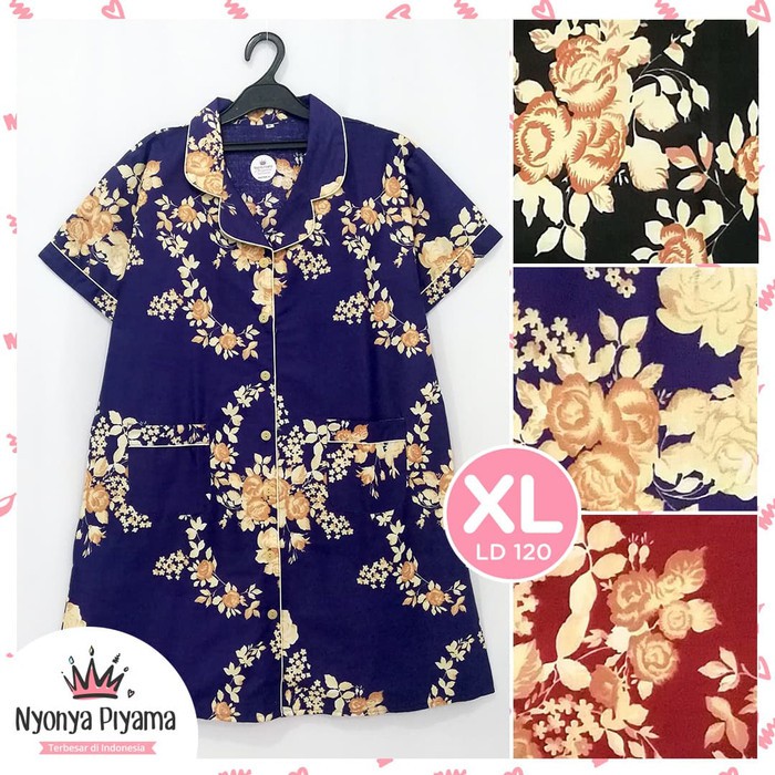 Piyama Daster XL Ju Bestfashions-BAJU-TIDUR-PIYAMA-PAJAMAS-DEWASA-Pp-POPPY-GANG-2W-bahan-KATUN K7U4