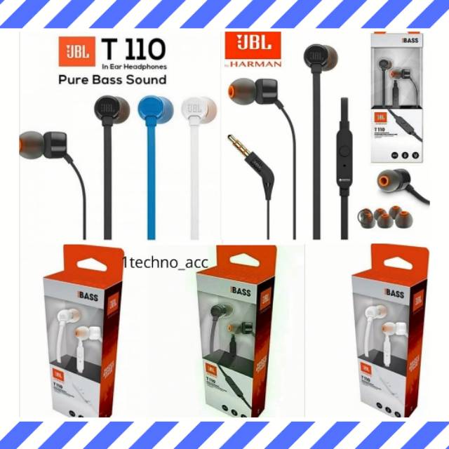 HEADSET EARPHONES JBL T110 PURE BASS SOUND JBL EARPHONES JBL HEADSET BASS HANSFREE JBL T110 ORIGINAL