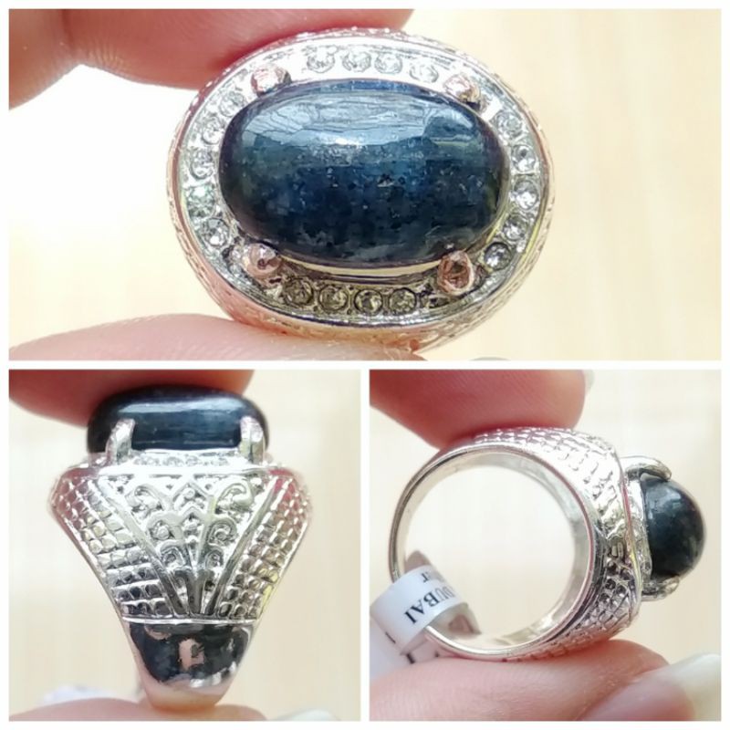 Cincin Batu Permata Natural Blue Sapphire / Safir Australia Kyanite 07