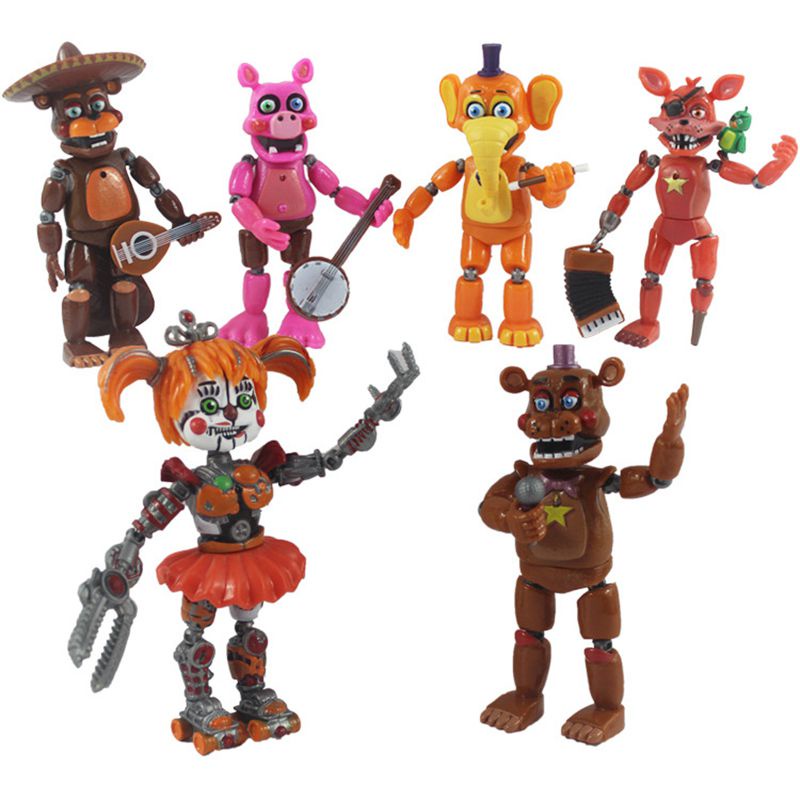 6PCS FNAF Five Nights At Freddy's Light Up Action Figures Movable Joint Game Toy