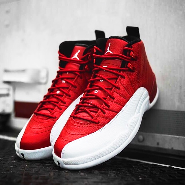 gym red and white jordan 12