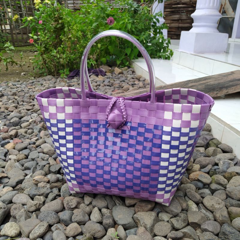 (VERTIK) Tas Belanja/ Tas Wanita/ Tas Mukena/ Tas Souvenir/ Tas kondangan/ Tas Anyaman Premium Situbondo