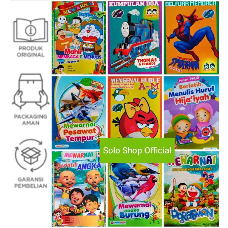 BUKU ANAK-ANAK BUKU PAUD BUKU TK BUKU MEWARNAI BUKU AKTIVITAS ANAK SUPER WINGS TOY STORY BARBIE UPIN