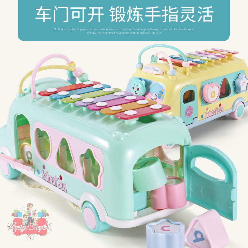 [BIG SALE] Mainan edukasi 3in1 bus puzzle music Xylophone/mainan edukasi puzzle bus 3 in 1