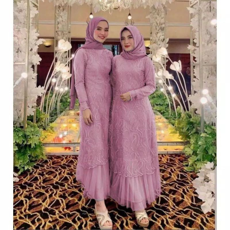 Gamis Aldine Bahan Rule Ruby Mutiara Gamis Brukat Terbaru Lebaran 2021