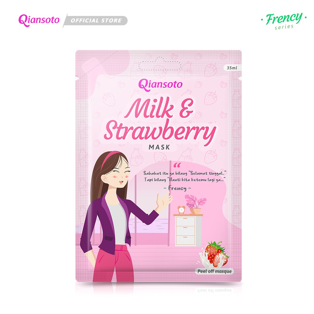 QIANSOTO [1 SACHET] Masker Wajah Peel Off Masque Milk And Strawberry Natural Extraction 35ml Masker 