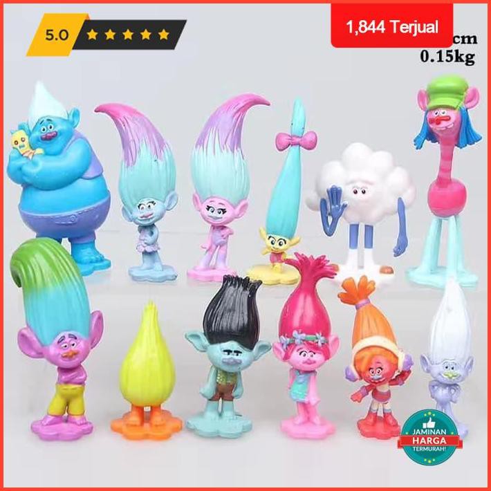 Action Figure Trolls Isi 12 Pcs Pajangan Boneka Trolls Limited