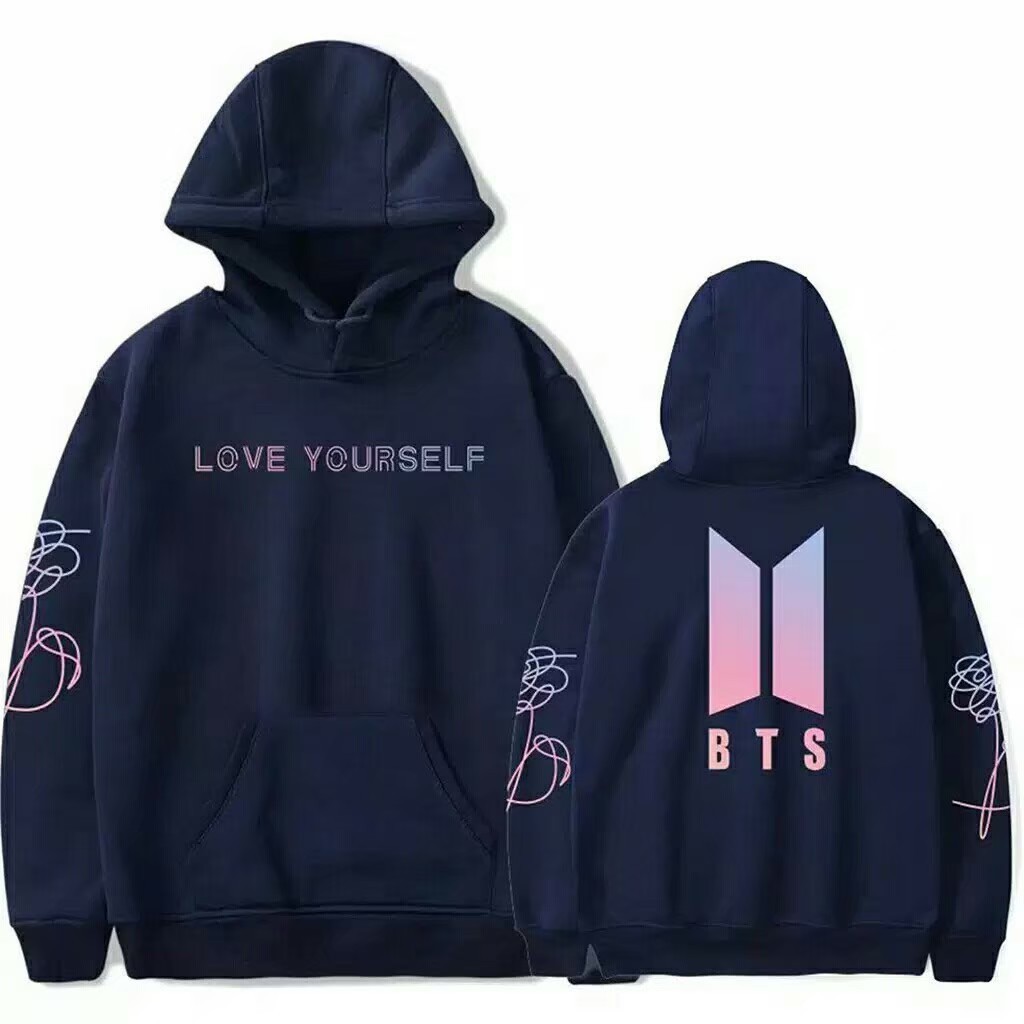 Sweater BTS Hoodie Love Yourself Unisex Gradasi Gambar Jungkook V Suga