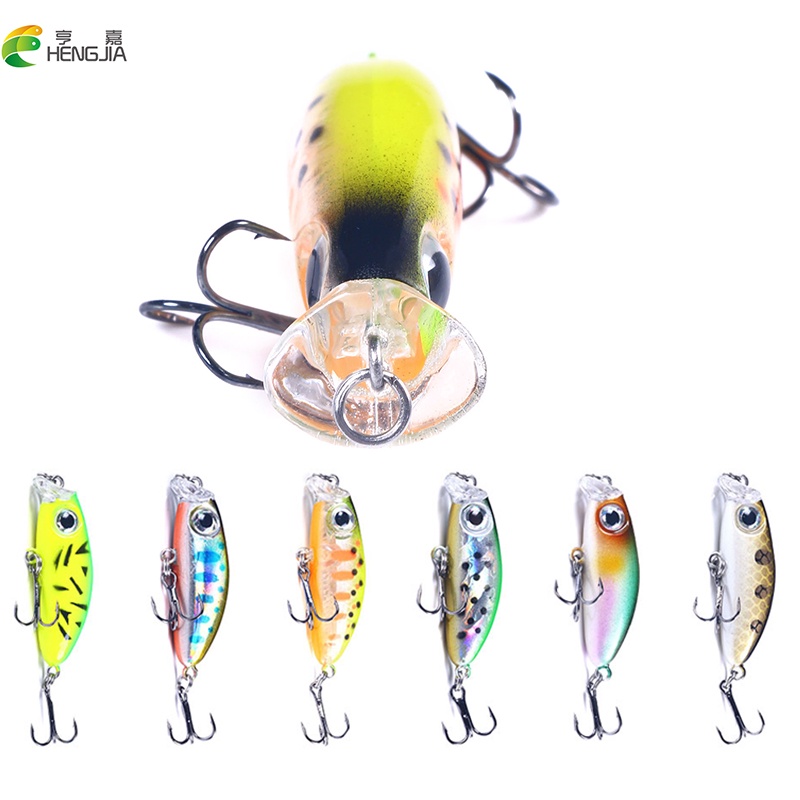 Hengjia 1pc Umpan Pancing Ikan Kecil 3d 42mm 3.1g Casting Bait Sinking Minnow Fishing Lure 5 color Laser Hard Plastic Bait Tackle