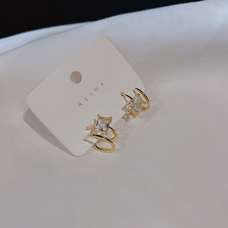 Anting Stud Zircon Geometris Bahan S925 Silver Needle