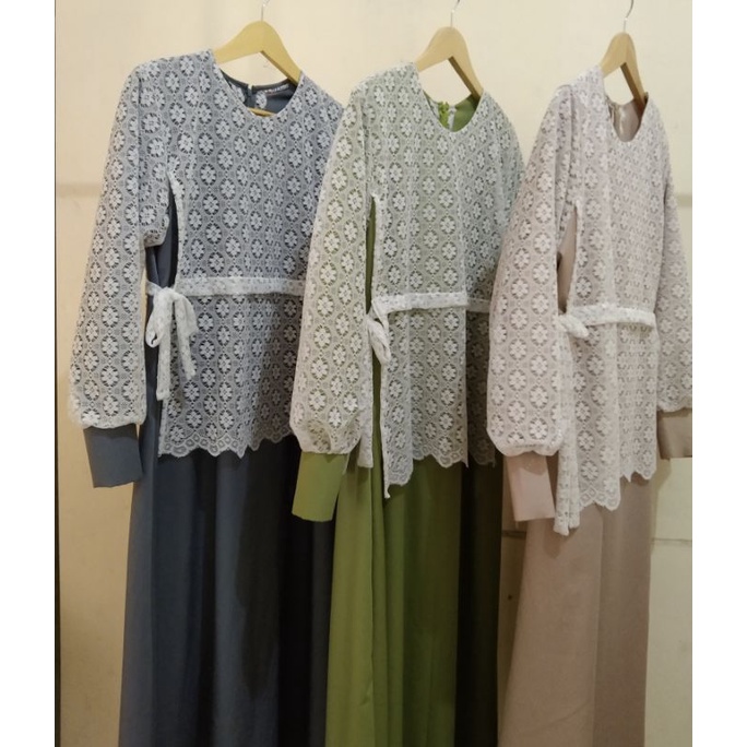 Gamis Pesta variasi brokat/brukat/broklat  Kekinian bahan adem