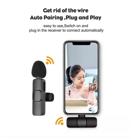Wireless Lavalier mic / Wireless Lavalier Microphone Portable Mini Mic for iPhone Android Phone live broadcast