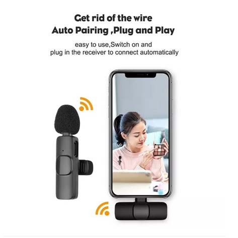 Mic Wireless HP Vlog Youtuber Portable Mic for Iphone and Android Smartphone Condenser