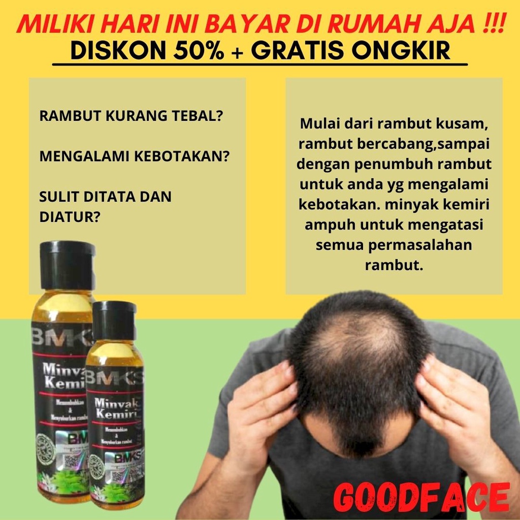 MINYAK KEMIRI ASLI PENUMBUH RAMBUT PENUMBUH ALIS PENYUBUR RAMBUT KEBOTAKAN BMKS MINYAK KEMIRI
