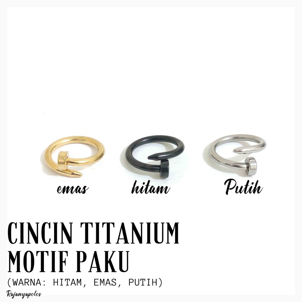 Cincin Paku Hitam Emas Putih Titanium Asli