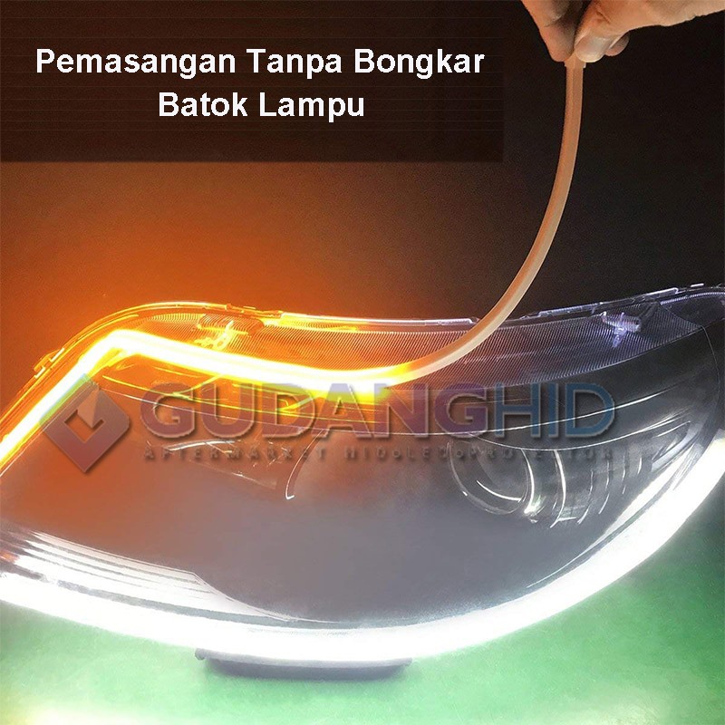 DRL Lampu Alis Neon Mobil Motor Welcome Light LED 2 Warna Sein Sen Running