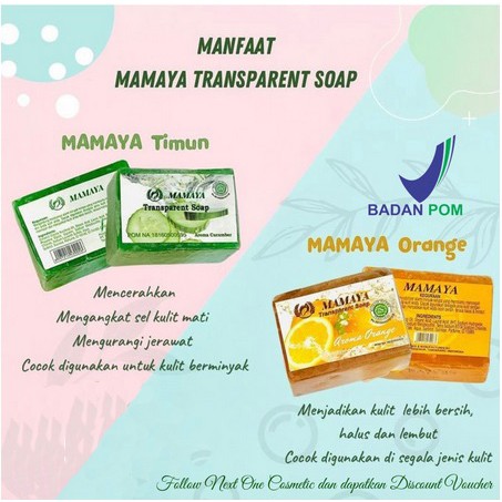 ✨SHASYA✨ MAMAYA Transparent Soap (✔️BPOM) Sabun batang Mini by Papaya 41 Gr SOAP CUCUMBER | Sabun Transparan Mentimun