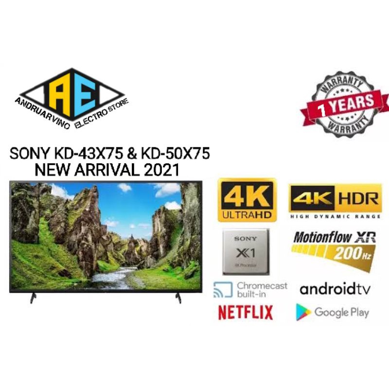 SONY 43X75 4K UHD HDR SMART ANDROID TV 43 INCH KD-43X75 NEW 2021