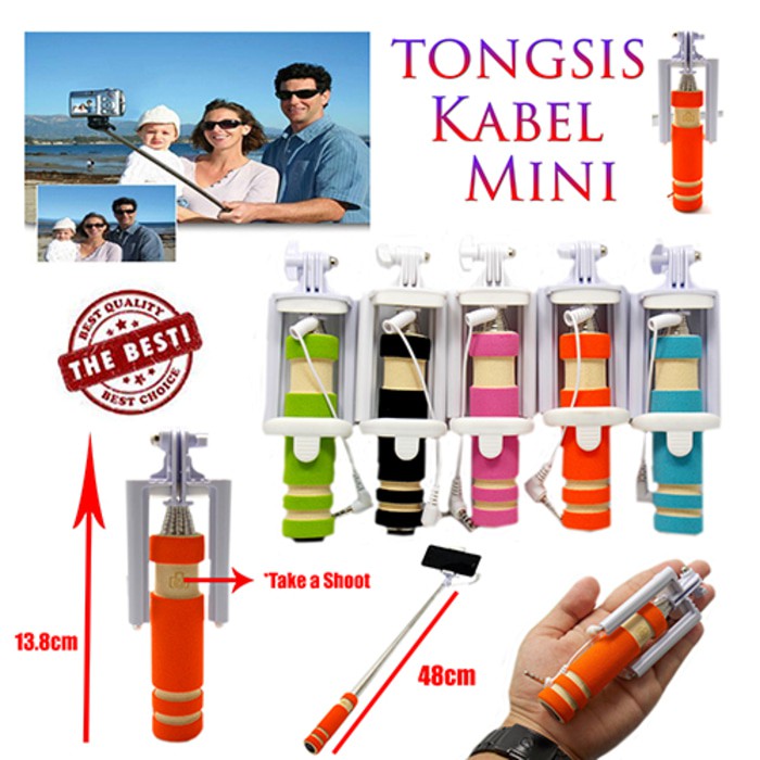 TBI TONGSIS KABEL SUPER MINI - BERGARIS SUMBU MONOPOD - SELFIE STICK**